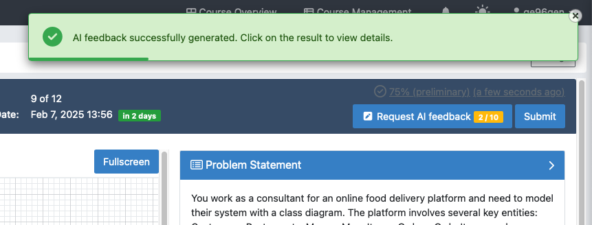 Automatic Feedback Request Alert