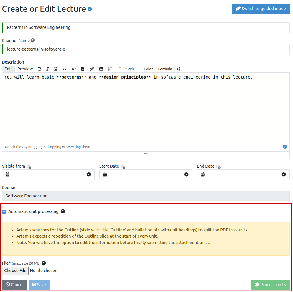 Automatic Unit Processing