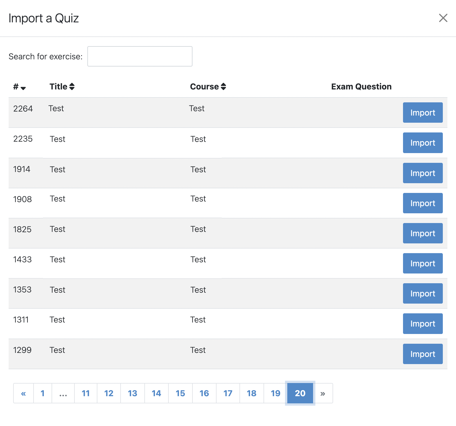 Import List Quizzes