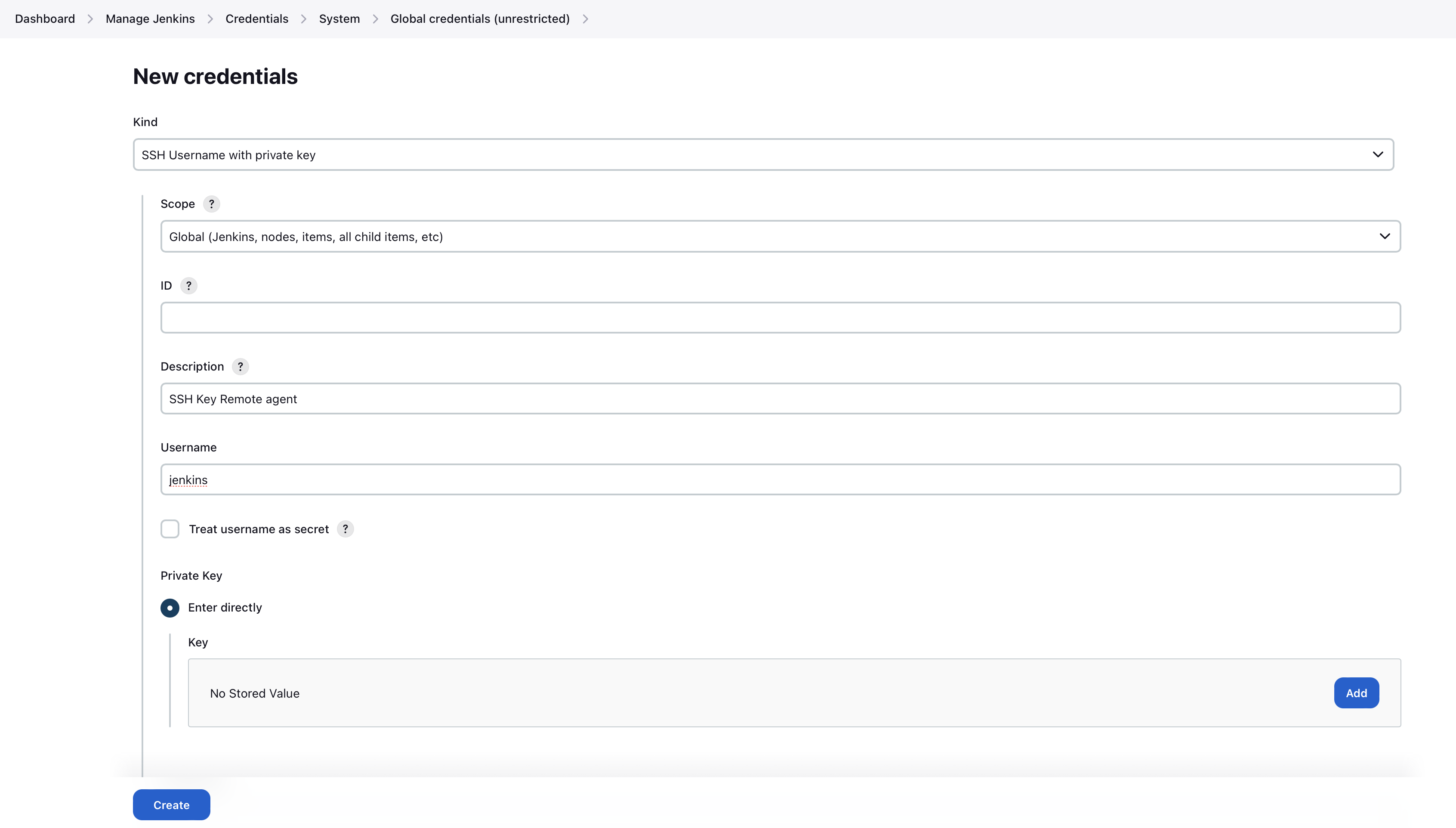 Jenkins SSH credentials